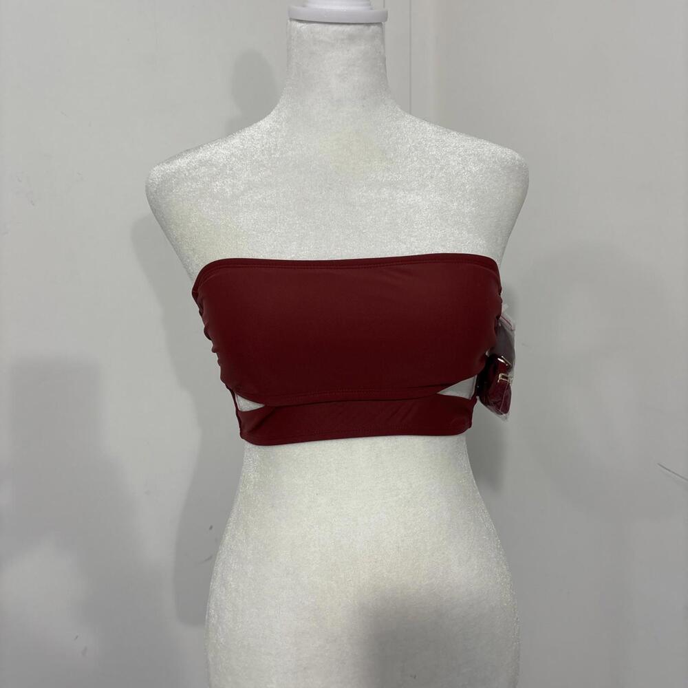 Ladies Bikini Top Hot Water Burgandy With Detachable Straps Small Padded NWT New